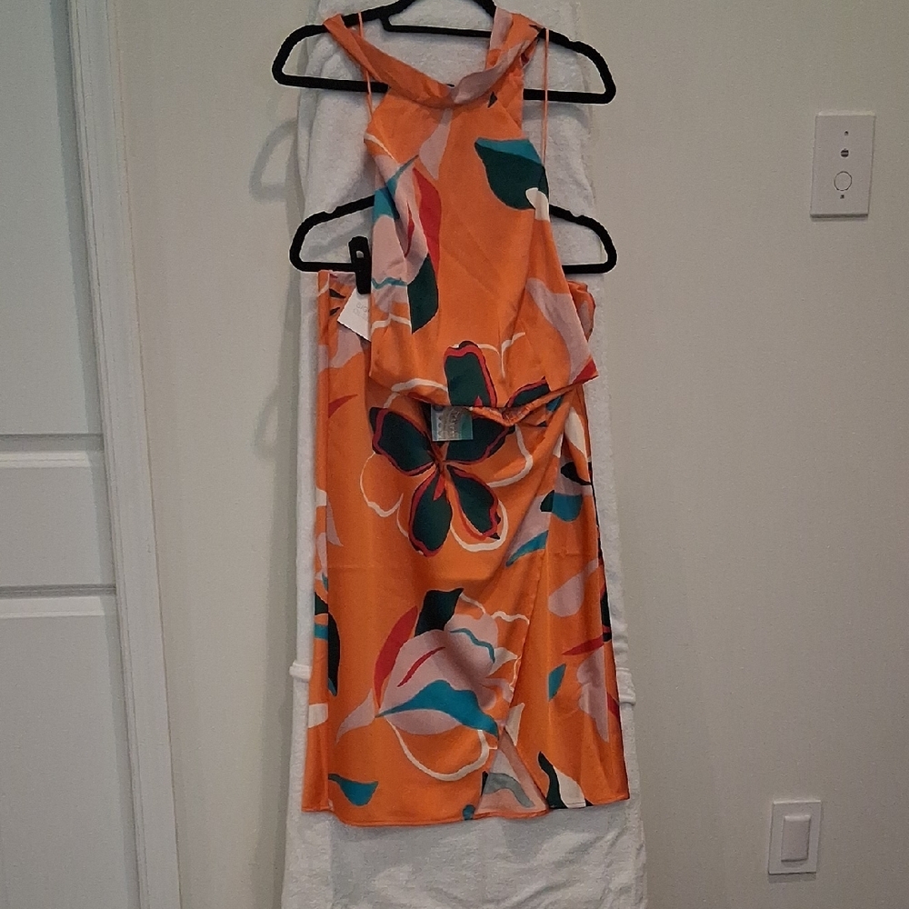 Nwt Sigrid Olsen Skirt And Top Orange Floral